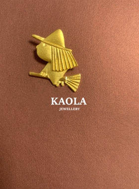 18K金小女巫项链卡通吊坠