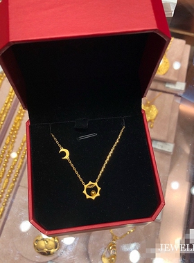 18.K日月星辰项链女星星月亮锁骨链纯银转运珠个性时尚镀黄金色潮