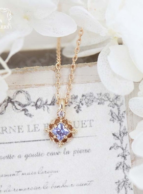 紫罗兰花朵坦桑石项链