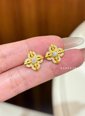 古法点钻十字金刚杵耳钉