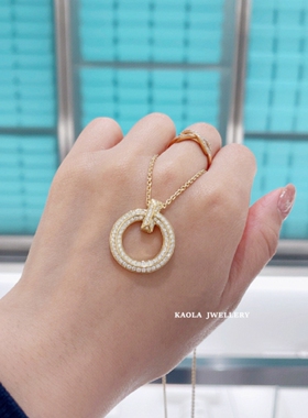 18K金满钻钉子圆环项链