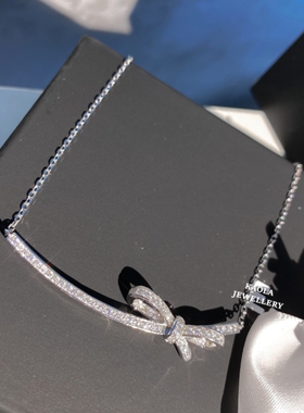 蝴蝶结微笑项链纯银钻石