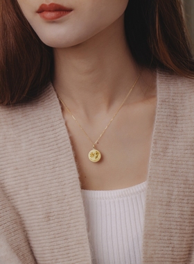 免费刻字18K宝宝手脚印圆牌项链