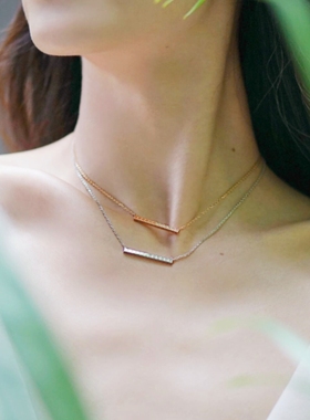 18K金小冰块项链几何一字