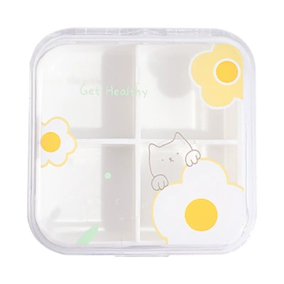 Двойная слоя четырехглавая маленькая коробка для таблеток портативная мультипликационная таблетка портативные таблетки фармацевтическая коробка для хранения туристическая коробка таблеток