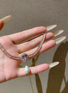 法式轻奢闪锆珍珠项链女高级感