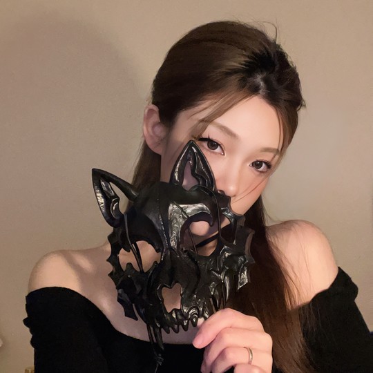 Half face mask black tiger man wolf mask decoration