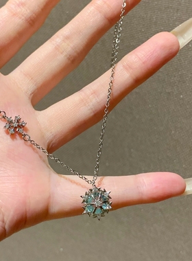 清冷感冬日雪花钻饰项链女小众