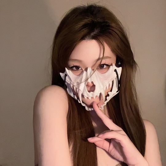 Half face mask black tiger man wolf mask decoration