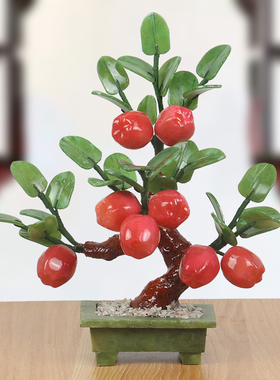 中式风仿真玉石盆栽好寓意工艺品