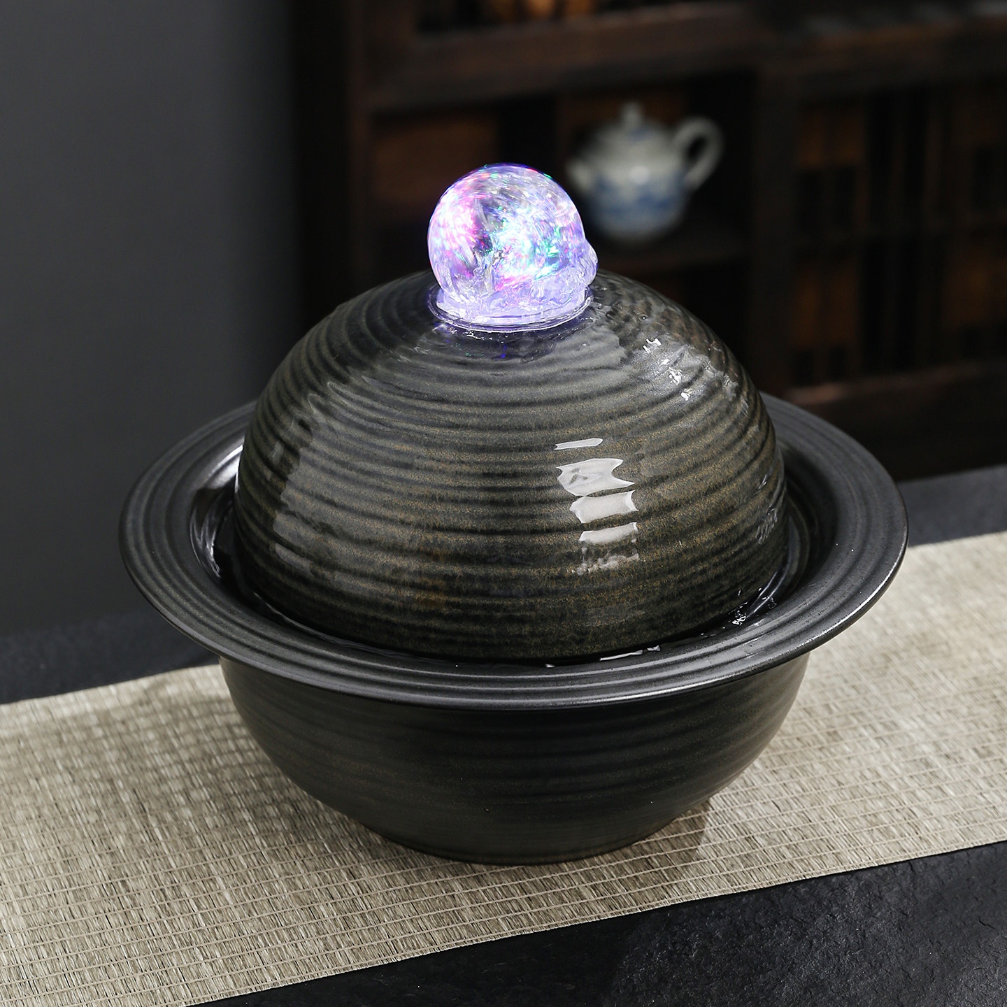 欧式陶瓷流水喷泉加湿器摆件家居客厅桌面办公室创意工艺摆设招财,淘宝优惠券,粉丝福利购,淘宝优惠卷