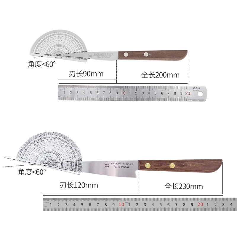 三能厨房工具9/12cm木柄刻花雕刻刀SN4833水果刀烘焙整形刀SN4834 - 图3