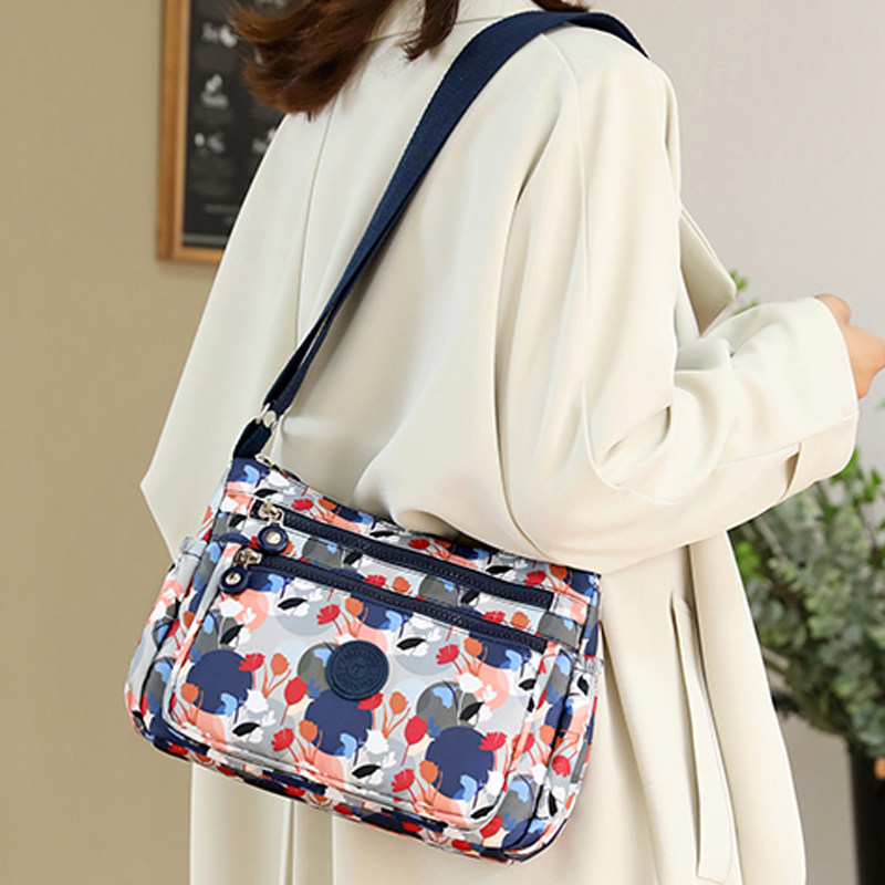 轻便印花多层女士单肩布包新斜挎包 米格莱思女士包袋