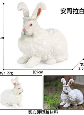 跨境儿童仿真野生动物模型草原兔子安哥拉兔认知玩具家居蛋糕摆件