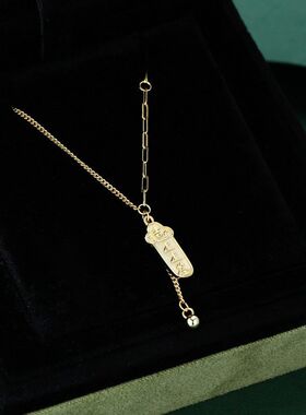 s999纯银上上签项链女小众轻奢新中式国潮风流苏碎冰冰足银锁骨链