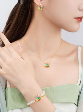 千里江山纯银925项链新中式国潮珍珠锁骨链轻奢古风锦绣青山吊坠