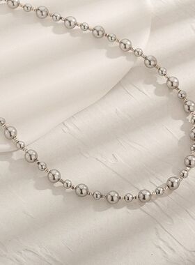 S925银珍珠项链女生小众设计碎银子颈链INS风个性高级锁骨链
