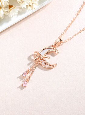 月亮纯银s925项链女时尚百搭款