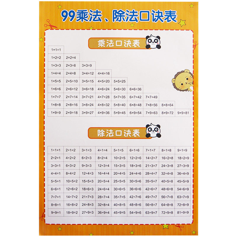 小学生数学知识一年级儿童小九九99乘法口诀表天天练挂图表墙贴虎窝淘 