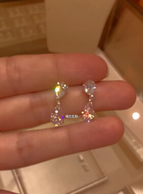 清冷感超闪锆石水滴流苏耳环