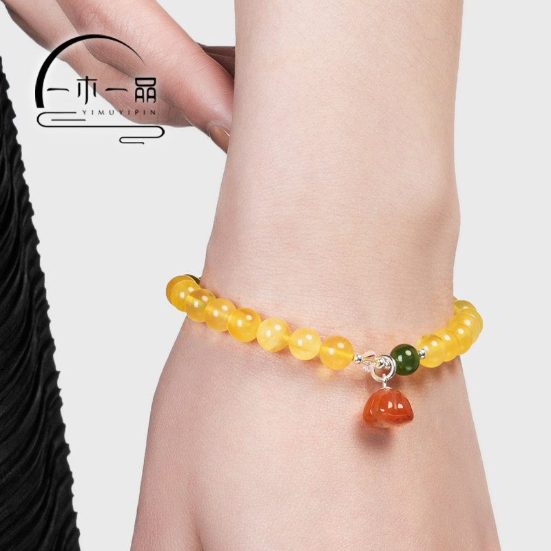 一木一品蜜蜡手串女款老蜜男士手链 一木一品手链