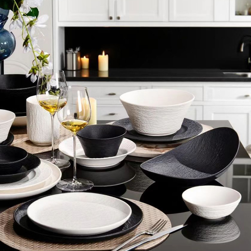 隆达骨瓷餐具汤碗家用2025新款个人专用精致碗家用高颜值墨砂素雪,淘宝优惠券,粉丝福利购,淘宝优惠卷