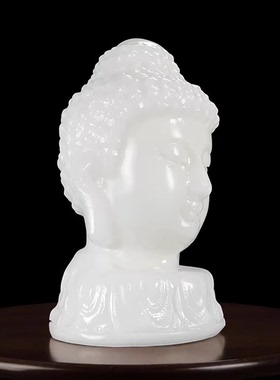 天然玉石佛像摆件桌面装饰品佛头