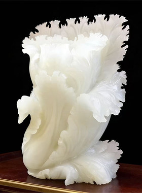 天然白玉白菜摆件客厅玄关装饰品