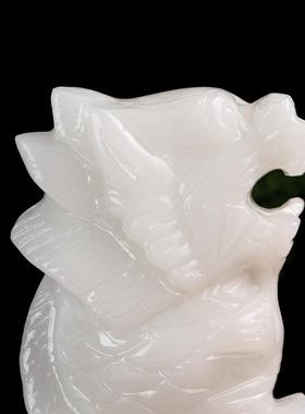 天然白玉鳌鱼摆件风水装饰