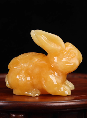 天然玉石兔子摆件招财吉祥装饰品