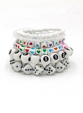 原创设计多巴胺粉色六件手工串珠