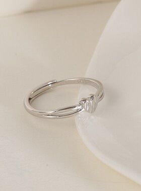 925镀银爱心戒指女小众设计时尚