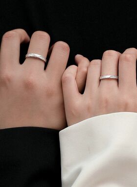 冰川情侣戒指女简约ins小众素圈