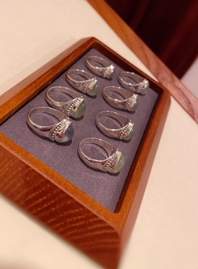 尼泊尔进口天然葡萄石戒指925纯银戒指水滴款高级绿礼物通透厚度