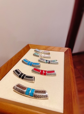 泰国进口手工彩贝吊坠925纯银锁骨链弯管绿松黑曜石黑玛瑙吊坠