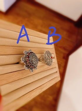 泰银夸张食指戒925纯银石榴石花朵戒指马赛克满满钻