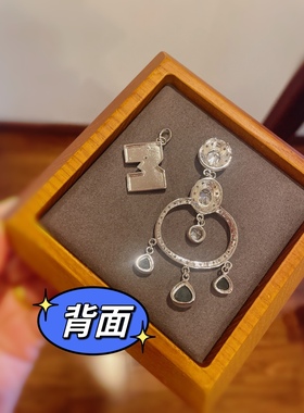 工厂清货925纯银亮面吊坠情侣款长款微镶黑胶毛衣坠中性Mtv