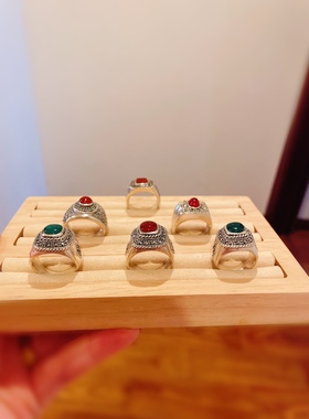 泰银玛瑙戒指925马赛克钨钢霸气