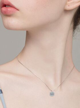 网红同款莫桑石项链女s925纯银小方糖百搭感锁骨链情人节礼物