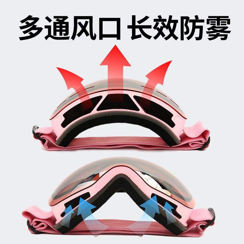 滑雪男女柱面大视野成人双层防雾镜 仁威滑雪镜