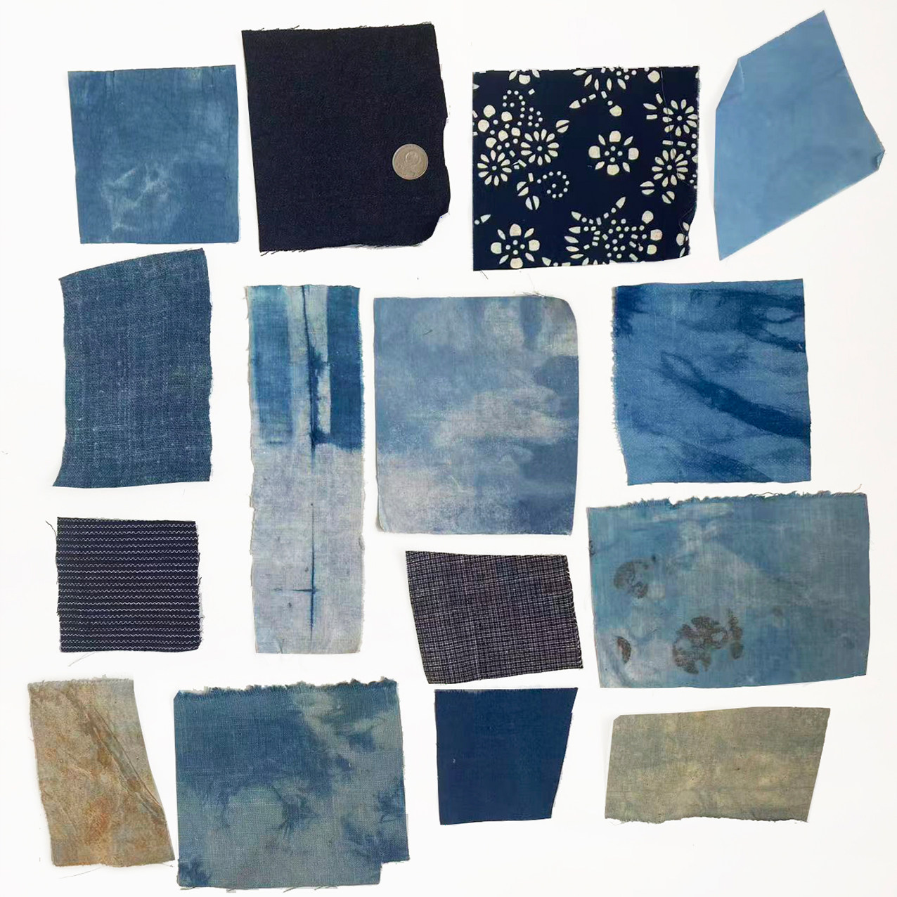 善本源 蓝染系15块 草木染手作布组 小块布料 拼布布包 DIY碎布,淘宝优惠券,粉丝福利购,淘宝优惠卷