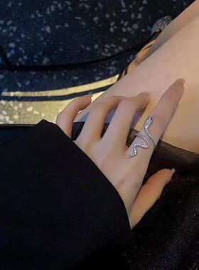 蛇形戒指ins学生小众设计缠绕冷淡风高级开口食指戒女潮闺蜜指环