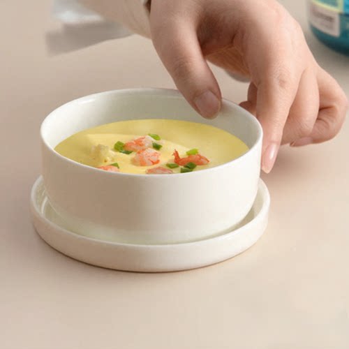 蒸蛋碗带盖婴儿家用儿童碗宝宝小碗辅食蒸蛋羹专用蒸碗陶瓷碗骨瓷 - 图0