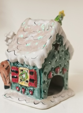 出口单bluesky布鲁瓷手绘陶瓷房圣诞小鹿摆件装饰金丝熊仓鼠宝窝