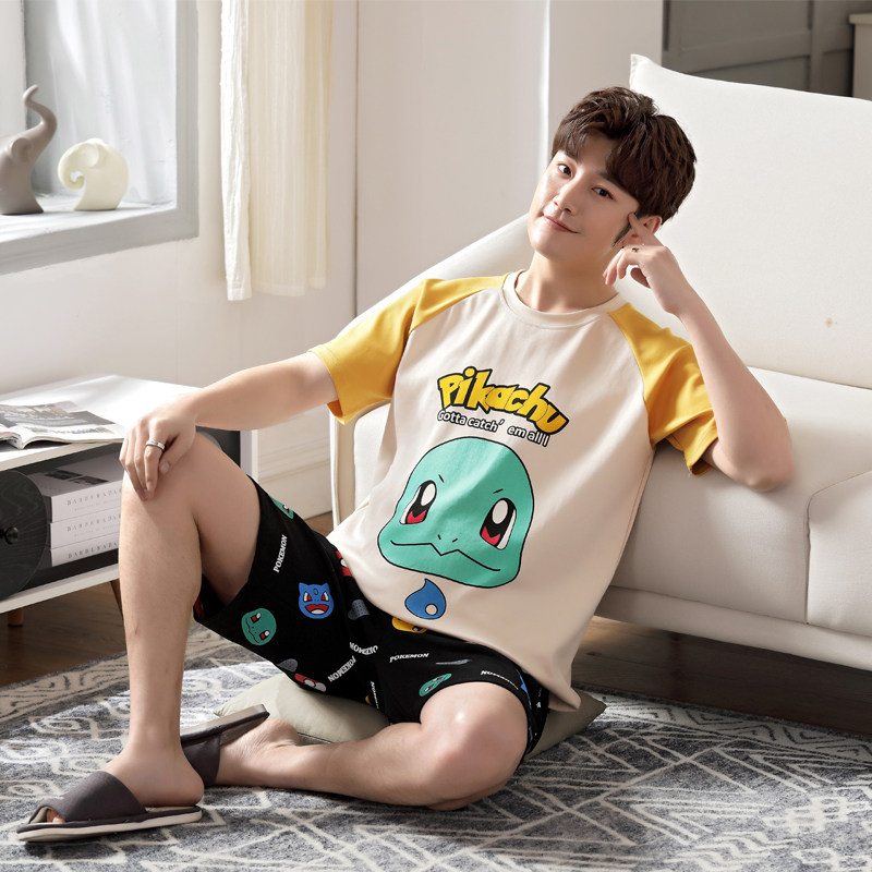男士夏季短袖纯棉青少年可爱睡衣 亦菲苔睡衣/家居服套装