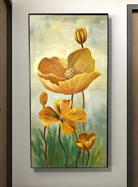 纯手绘油画现代花卉玄关入户装饰