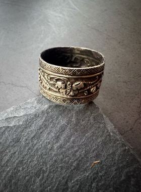 月末魔羯。老银饰。|蝶与花| 老银蝴蝶牡丹花戒。戒指