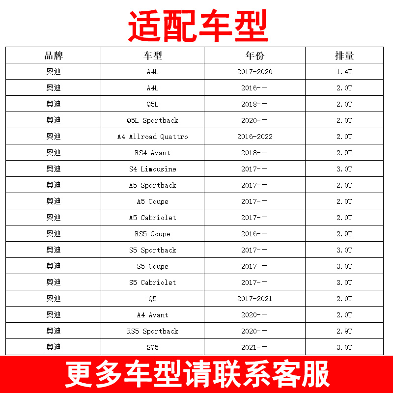 适配奥迪Q5L A4L A5 B9 2.0T高低功率版高流量空气滤芯进气风格 - 图0