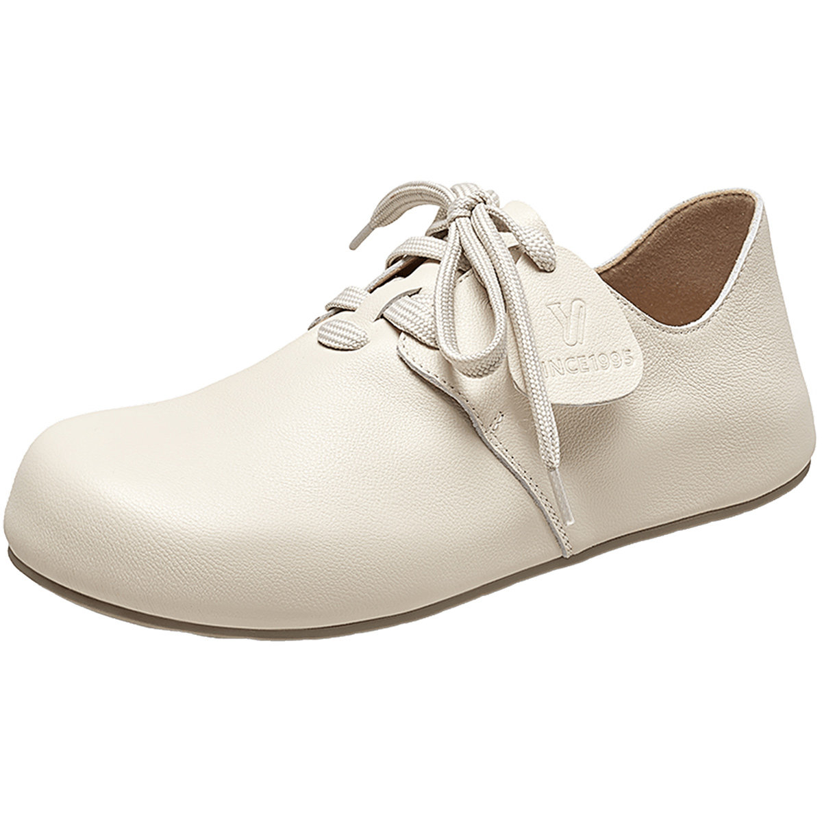 意尔康女鞋2025新款真皮女士平底内增高复古休闲单鞋勃肯鞋,淘宝优惠券,粉丝福利购,淘宝优惠卷