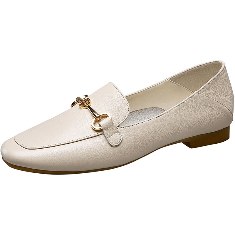 意尔康春秋季小皮鞋真皮平底妈妈鞋 意尔康皮鞋单鞋